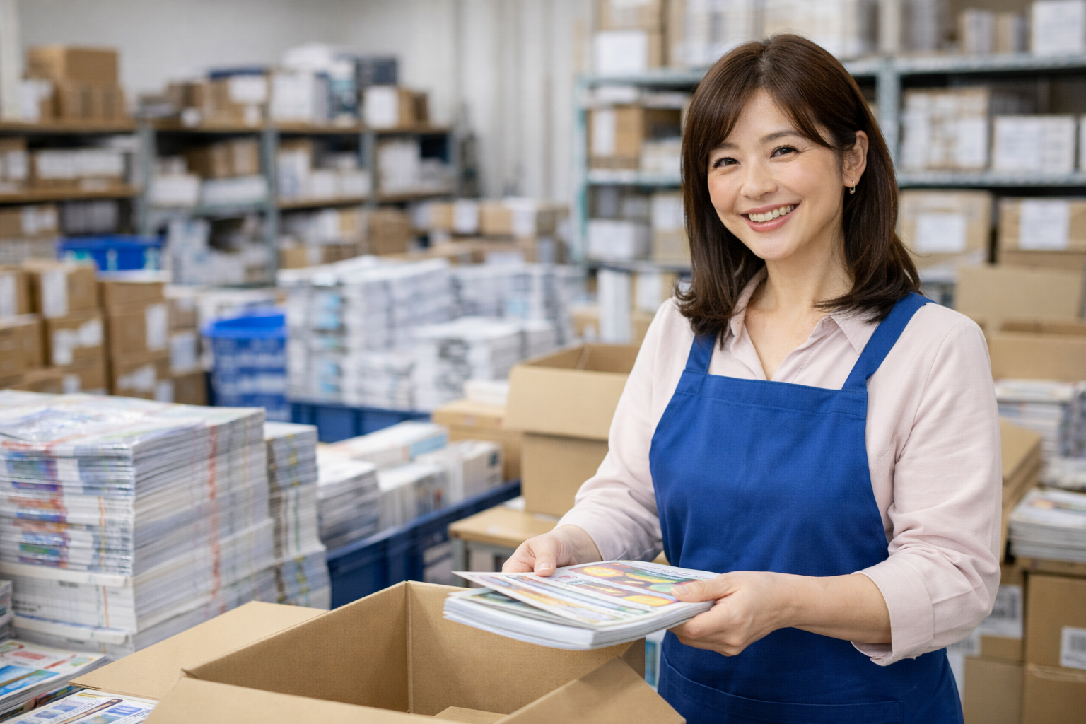 【ﾚｷﾞｭﾗｰﾜｰｸ】チラシ中心の印刷物の梱包作業【時給1350円+交通費補助500円】